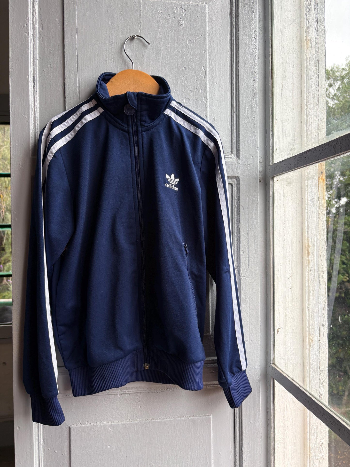 Adidas Kids Track Jacket, Navy Blue Zip Up Sportswear, 3 Stripe Jacket, Vintage Boys Age 10