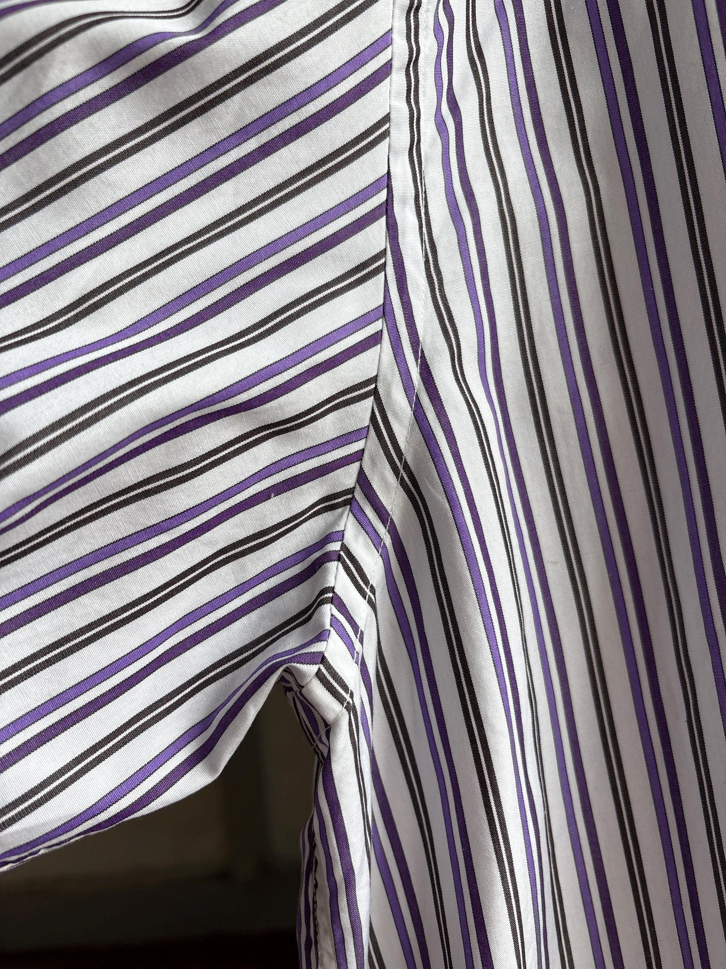 Pedro Del Hierro Men Shirt, Purple Stripe Luxury Button Down, Extra Fine Cotton, Size XXL