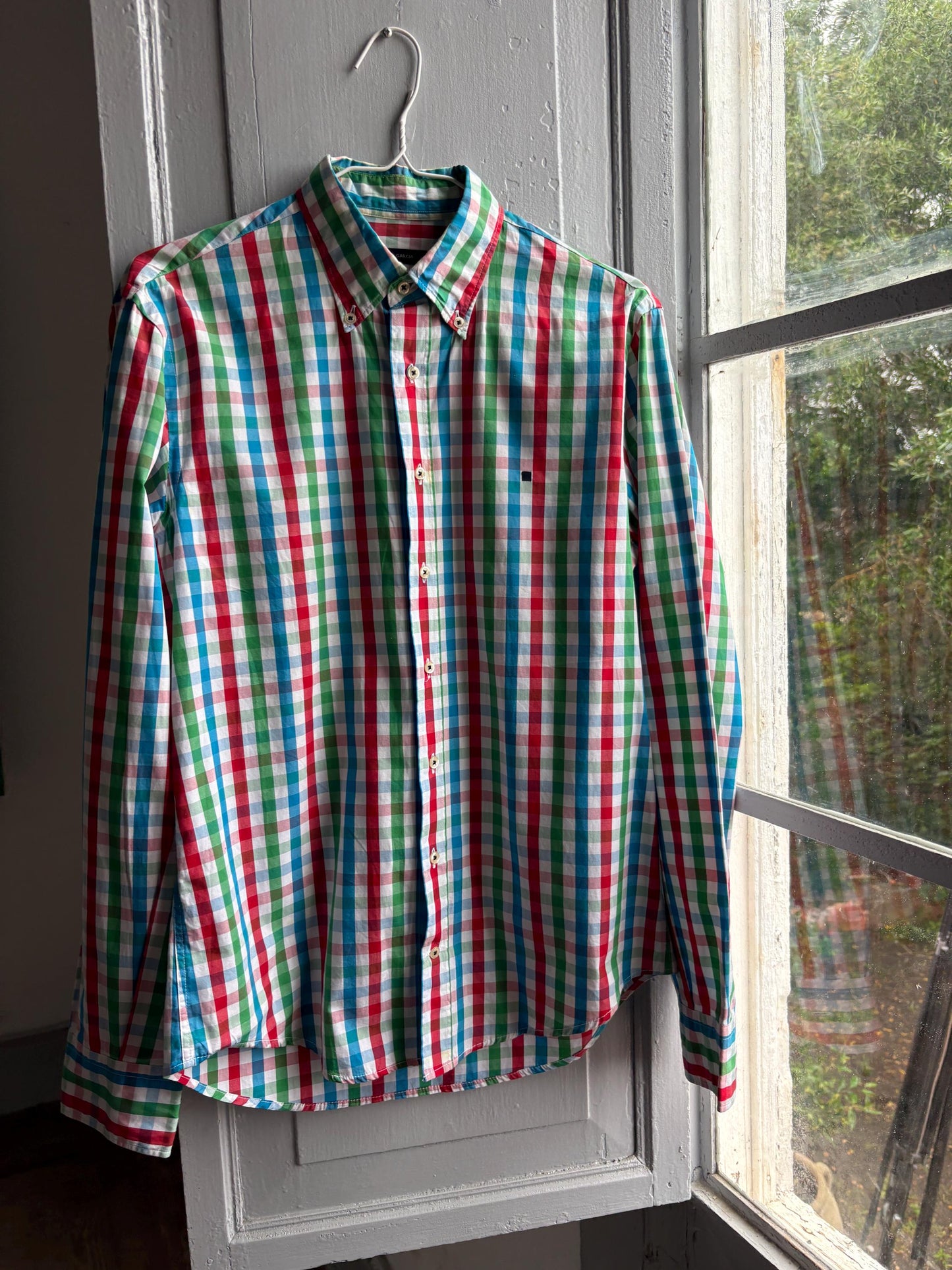 Purificación García Men Check Shirt, Colourful Cotton Button Down, Preppy Luxury Gingham Plaid Summer Shirt