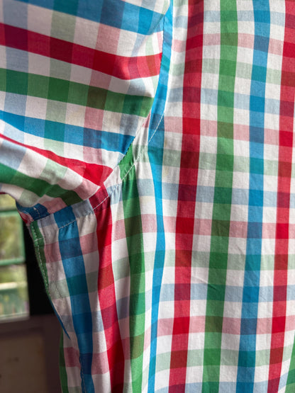 Purificación García Men Check Shirt, Colourful Cotton Button Down, Preppy Luxury Gingham Plaid Summer Shirt