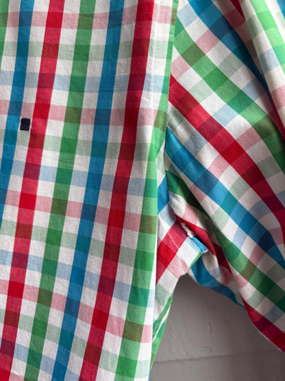 Purificación García Men Check Shirt, Colourful Cotton Button Down, Preppy Luxury Gingham Plaid Summer Shirt