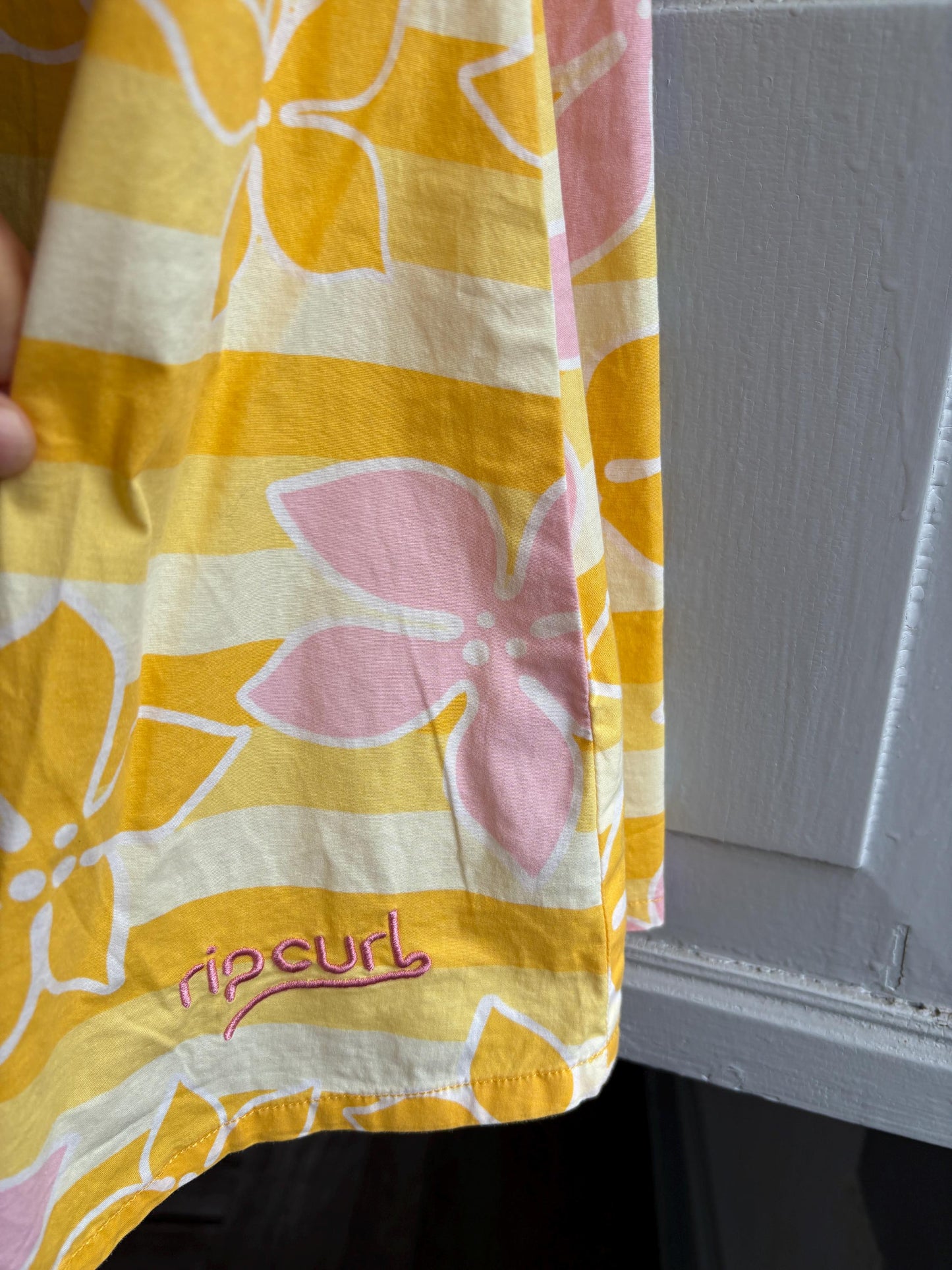 Vintage Y2K Rip Curl Floral Mini Dress, Pink Yellow Sequin Summer Slip, Women Beach Surf Aesthetic, Size S