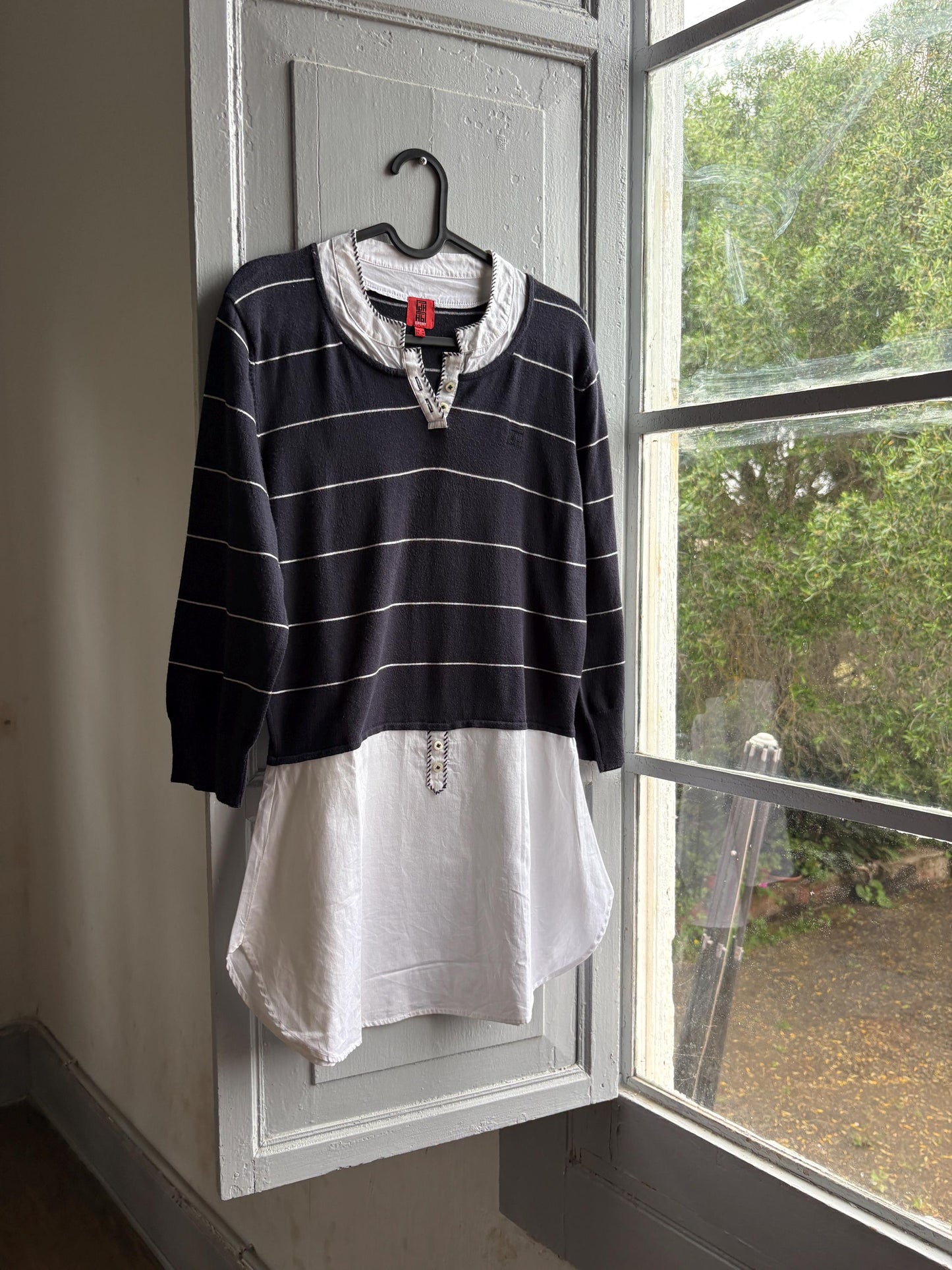 Navy Striped Cotton Layered Shirt — additional view 10