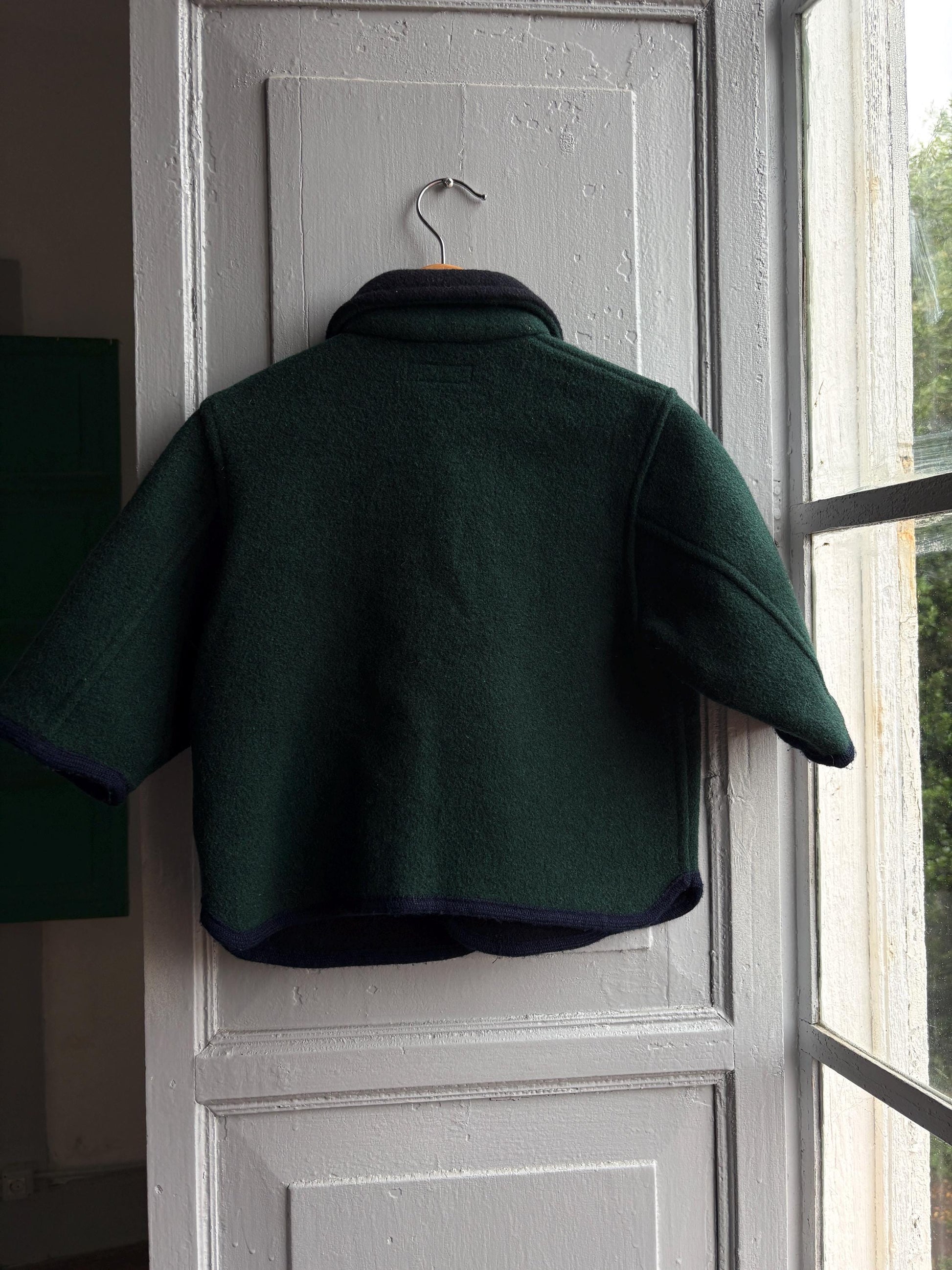 Vintage Green Wool Toddler Coat — back view