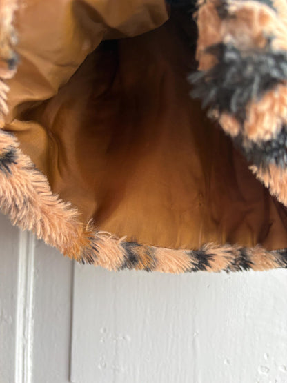 Toddler Leopard Print Faux Fur Winter Coat, Size 62 Baby Girl Jacket, Animal Print Hooded Cozy Soft Secondhand Gift