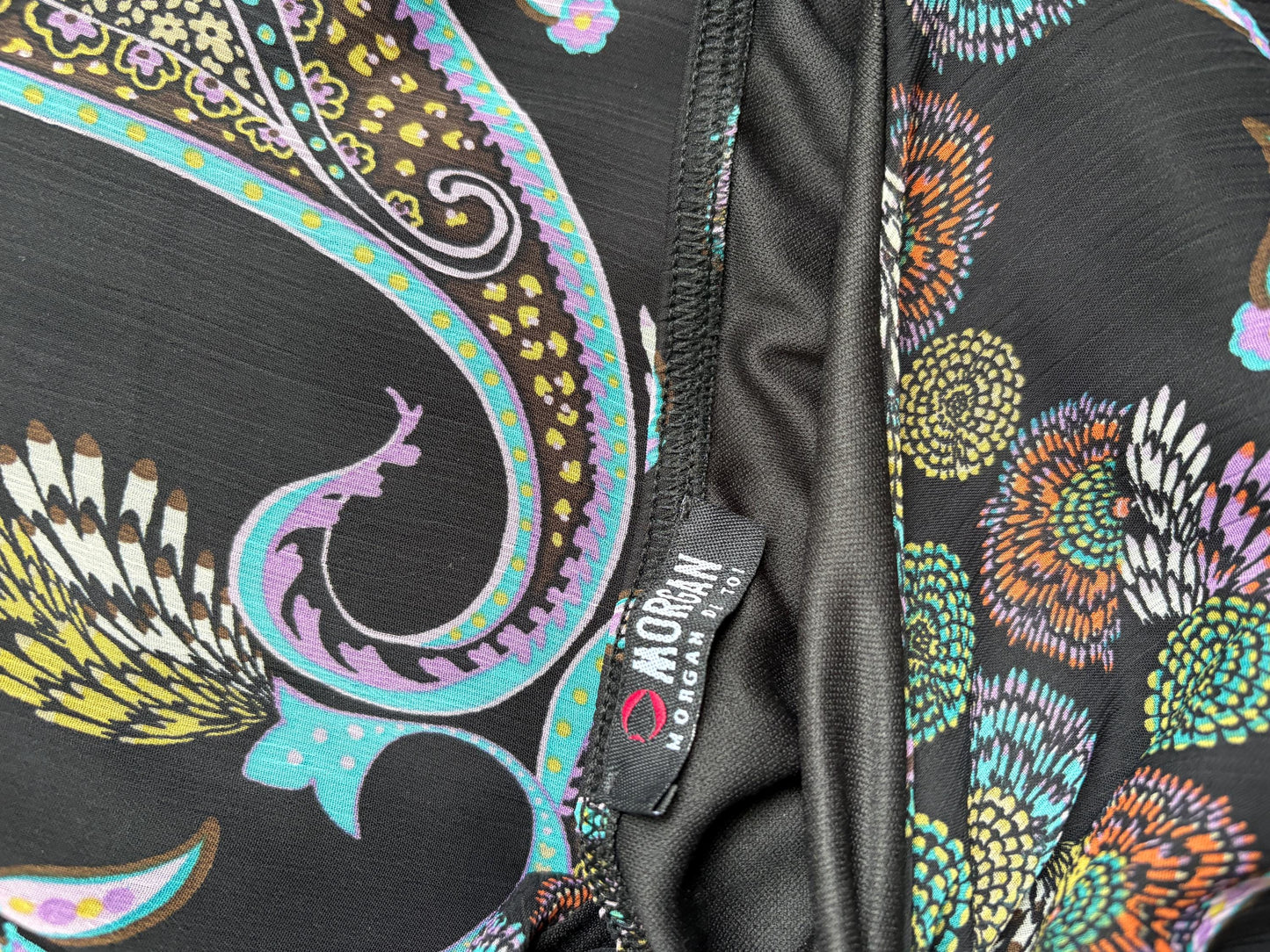 Morgan De Toi Halter Dress, Y2K Paisley Boho Party Dress, Black Lace Midi Dress, French Vintage EU 38