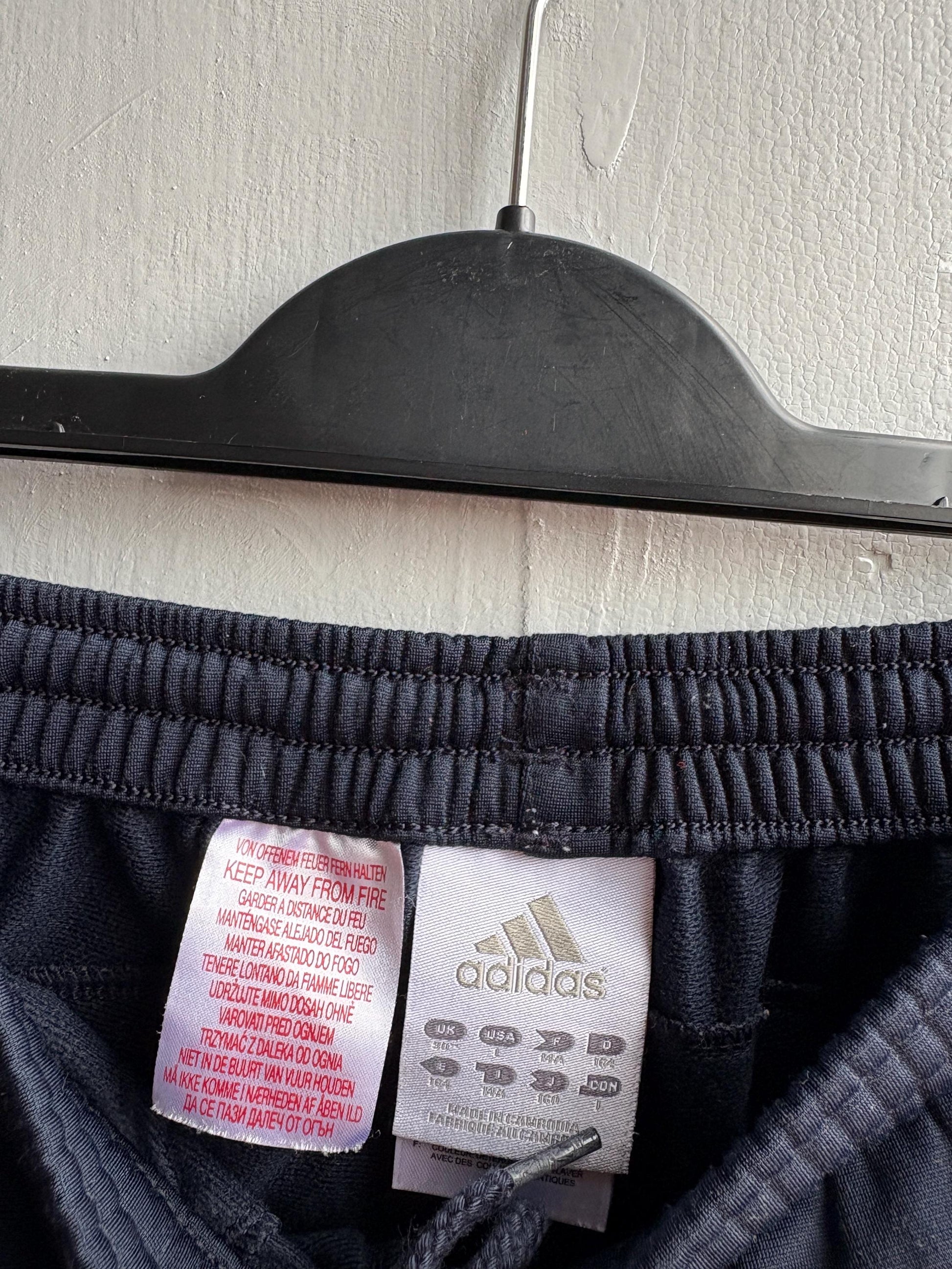 Vintage Adidas Track Pants, Y2K Sportswear, Navy Blue Wide Leg Joggers, Kids Teen 14A fashion