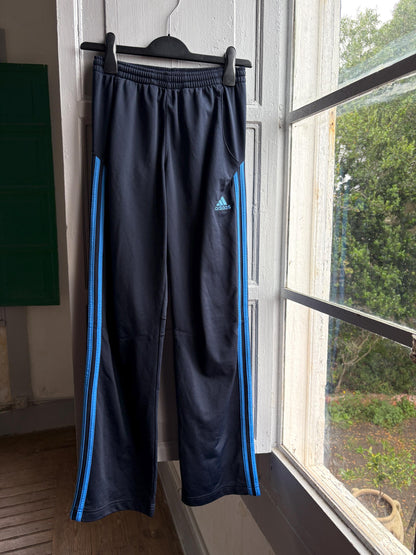 Vintage Adidas Track Pants, Y2K Sportswear, Navy Blue Wide Leg Joggers, Kids Teen 14A fashion