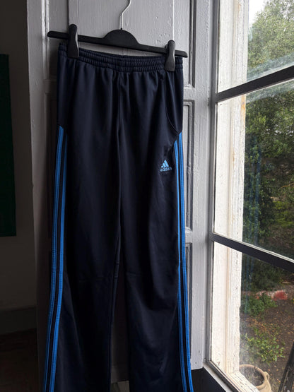 Vintage Adidas Track Pants, Y2K Sportswear, Navy Blue Wide Leg Joggers, Kids Teen 14A fashion