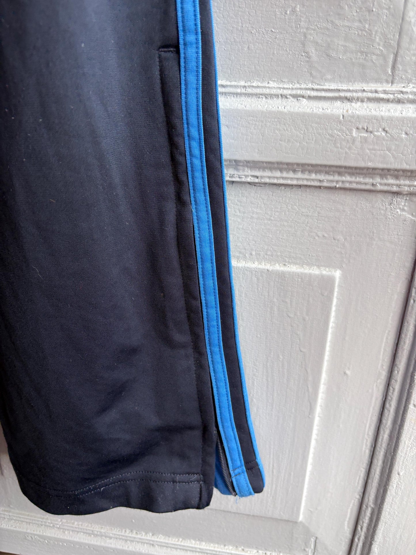 Vintage Adidas Track Pants, Y2K Sportswear, Navy Blue Wide Leg Joggers, Kids Teen 14A fashion