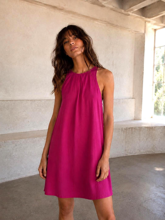 Fuchsia Minimalist Slip Midi Dress