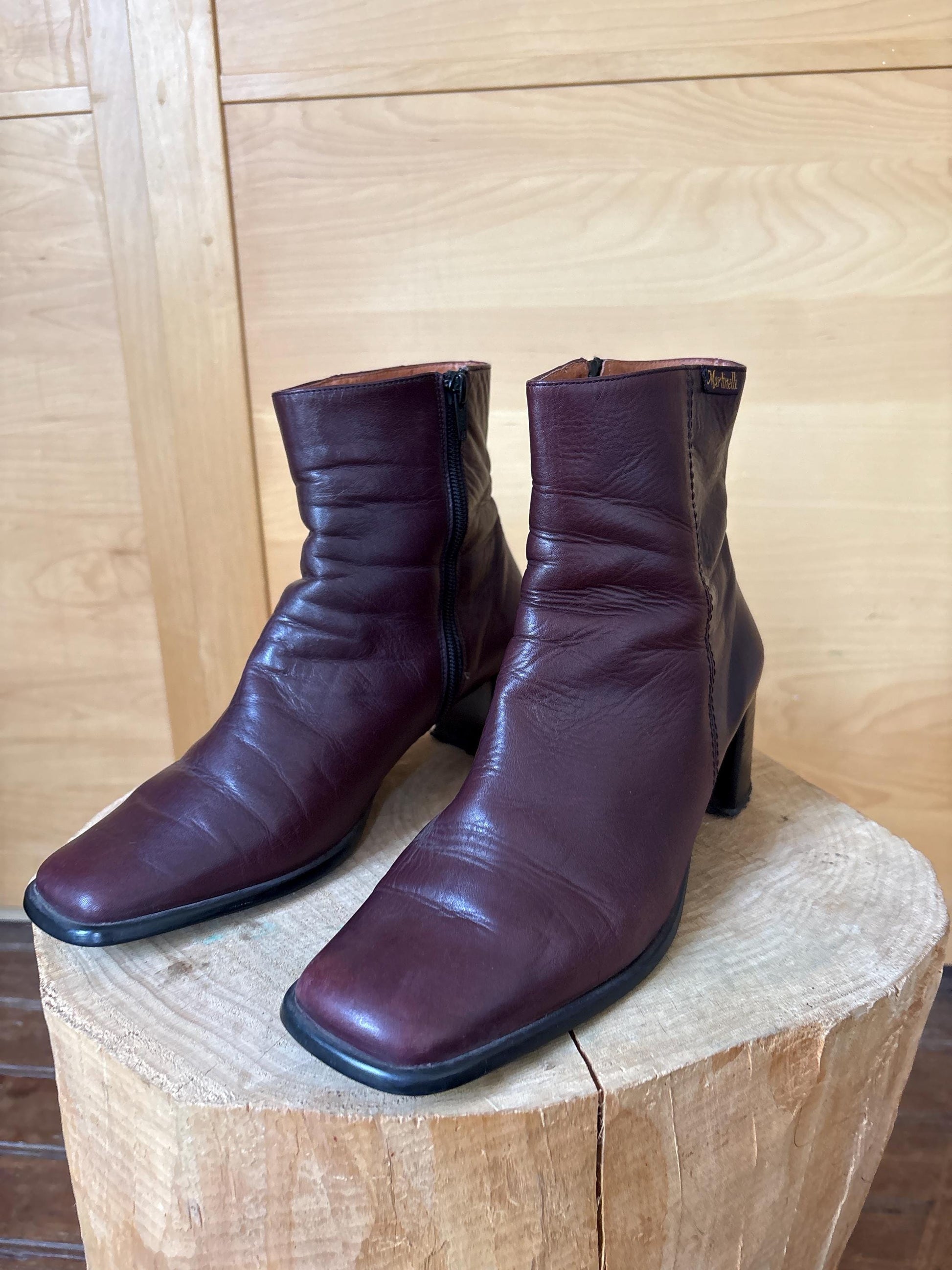 Burgundy Leather Ankle Boots with Block Heel — additional view 6