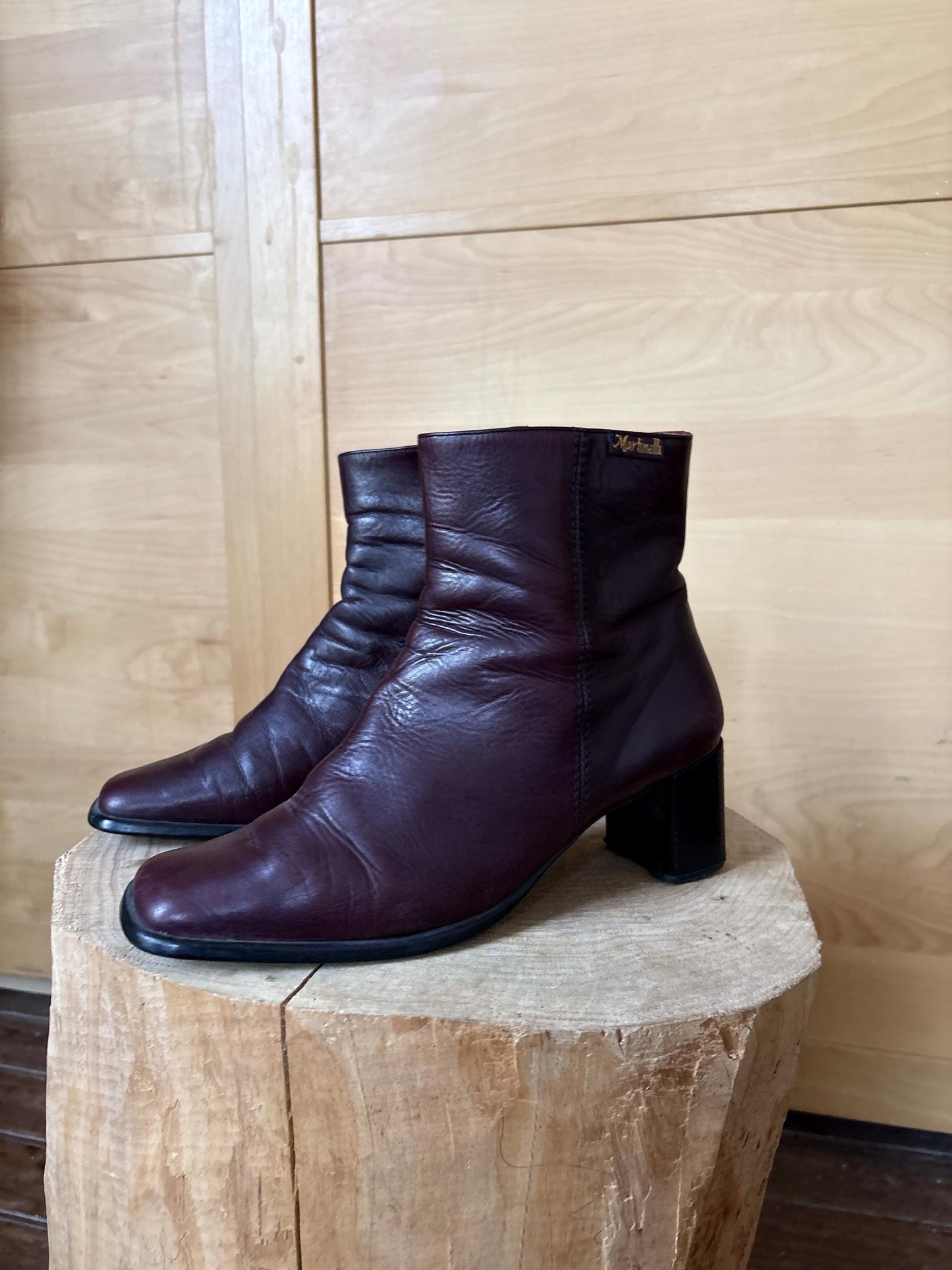 Burgundy Leather Ankle Boots with Block Heel — additional view 8