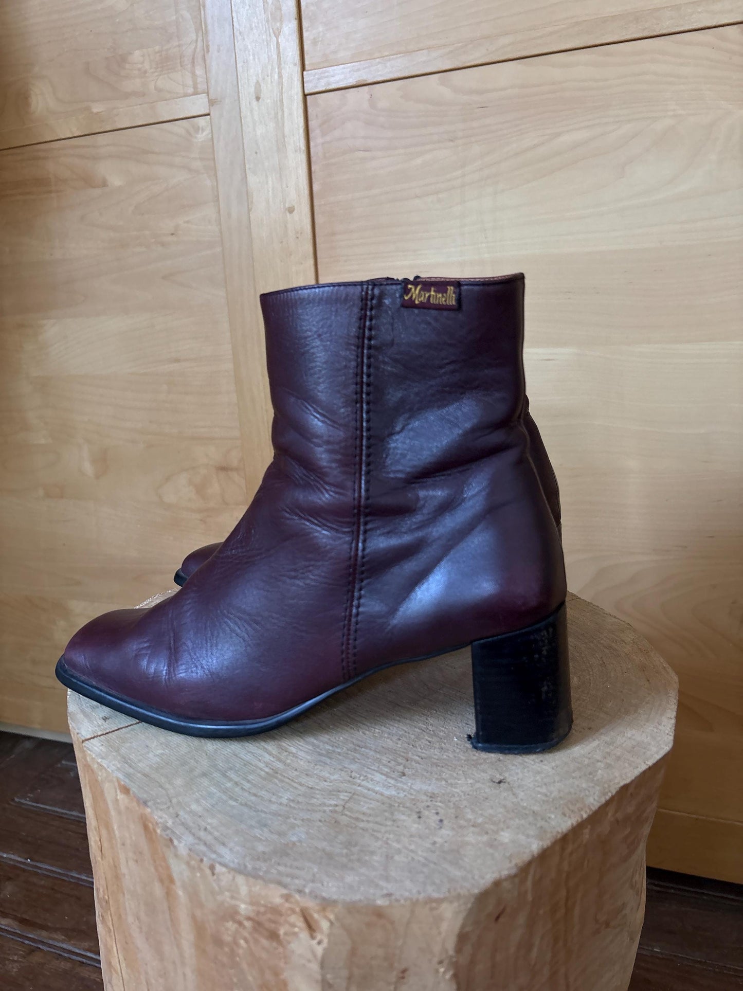 Burgundy Leather Ankle Boots with Block Heel — additional view 11