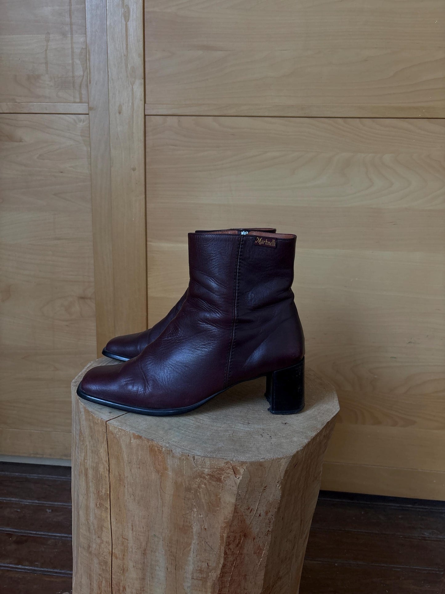 Burgundy Leather Ankle Boots with Block Heel — additional view 9