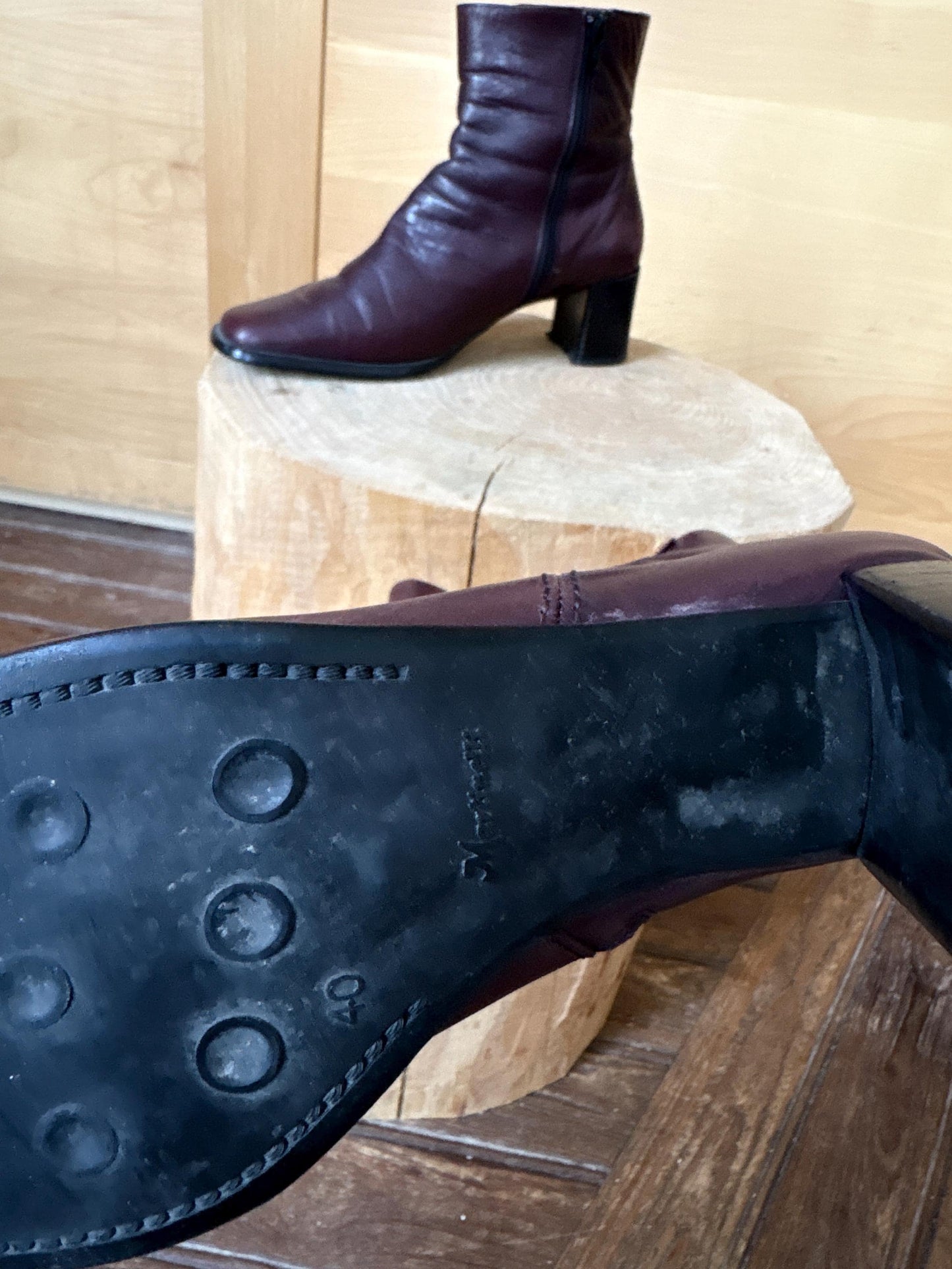 Burgundy Leather Ankle Boots with Block Heel — additional view 13