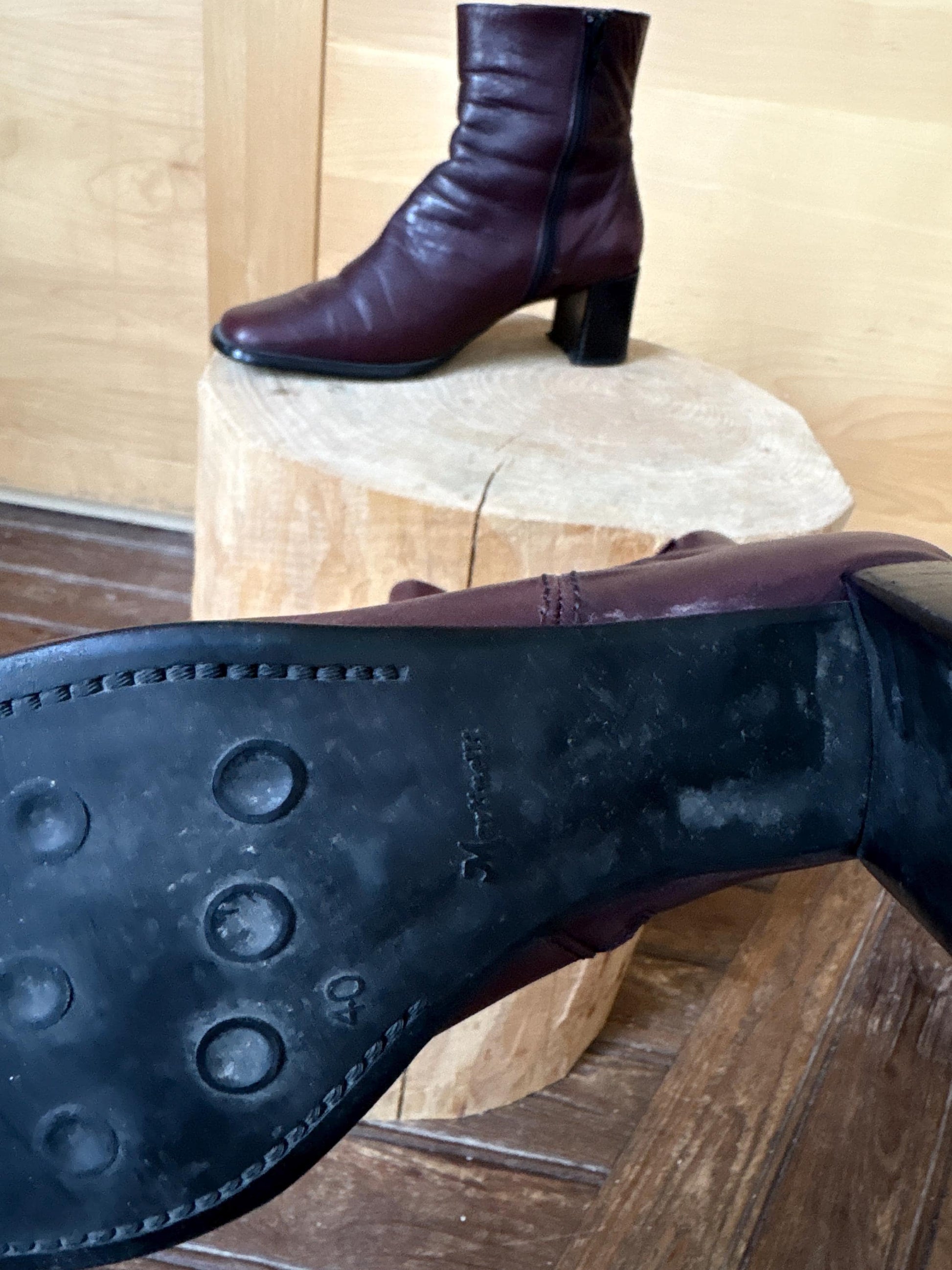 Burgundy Leather Ankle Boots with Block Heel — additional view 13