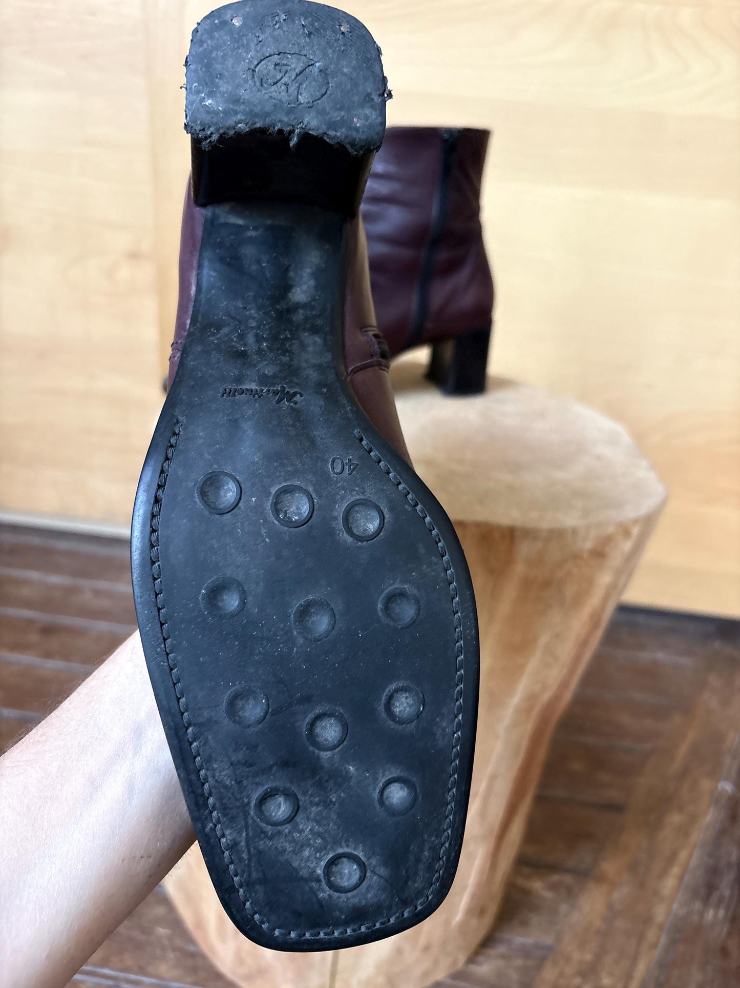 Burgundy Leather Ankle Boots with Block Heel — additional view 14