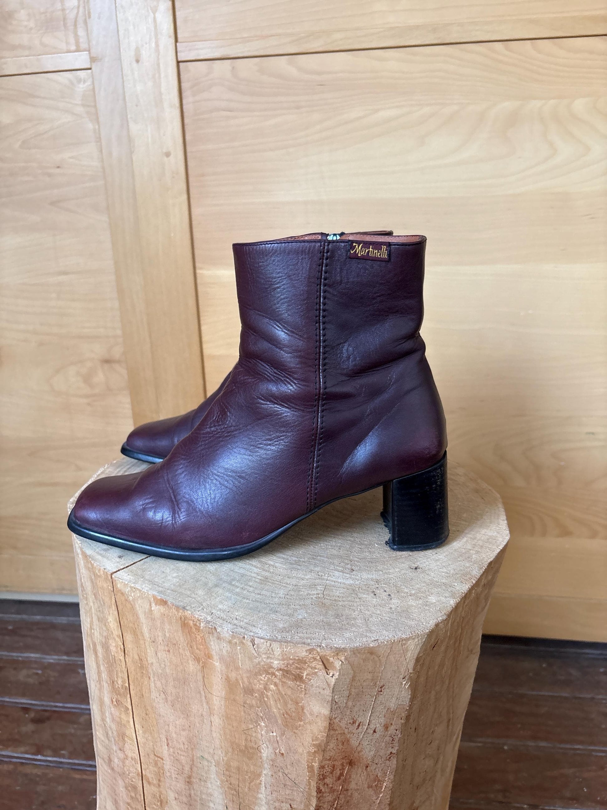 Burgundy Leather Ankle Boots with Block Heel — additional view 17
