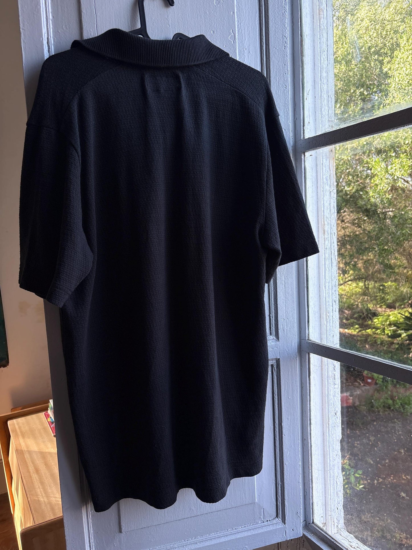 Men's Black Cotton Minimalist Polo Shirt — additional view 10