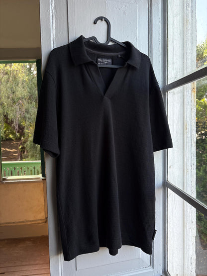 Men's Black Cotton Minimalist Polo Shirt — additional view 12