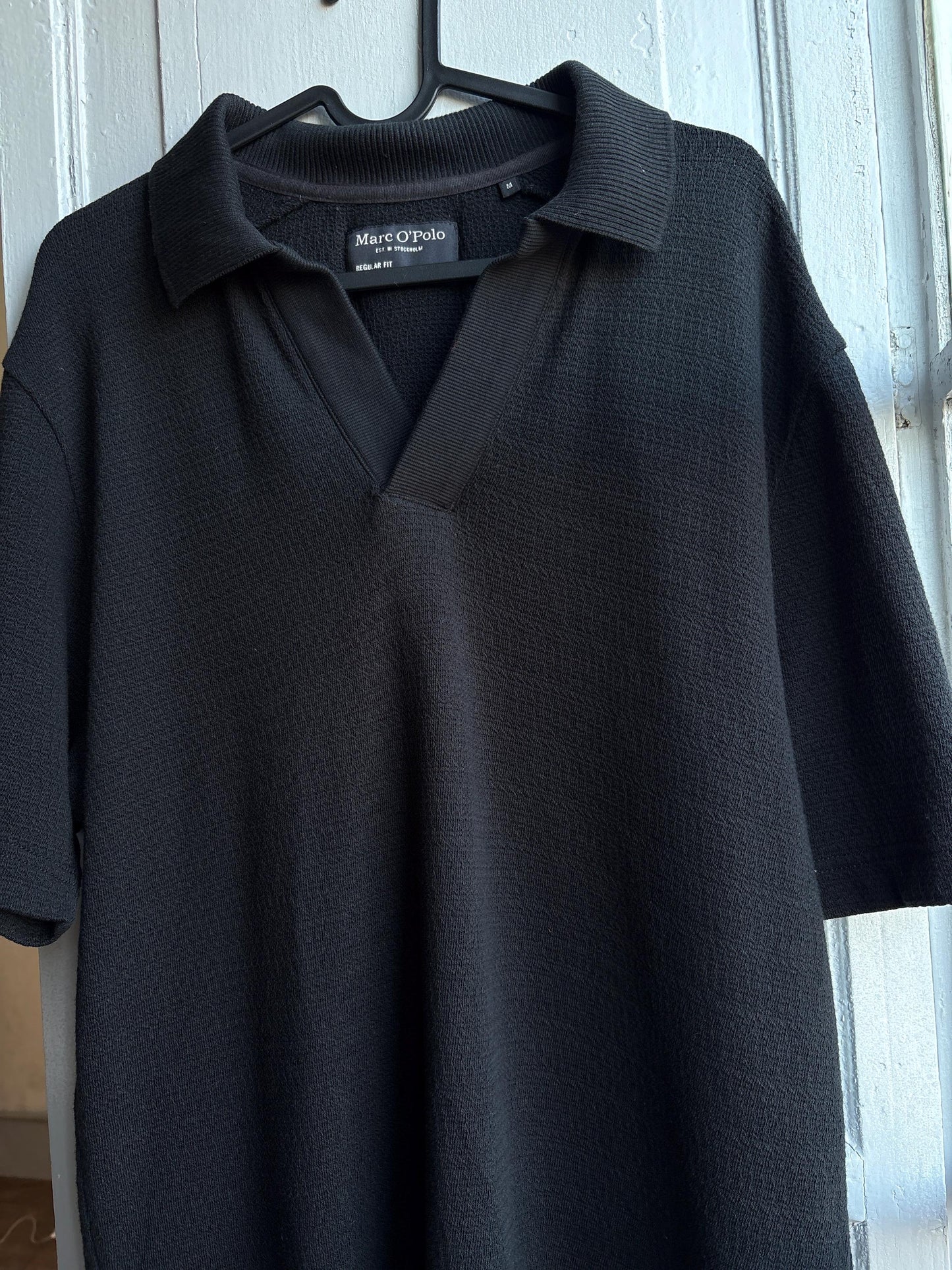Men's Black Cotton Minimalist Polo Shirt — additional view 11