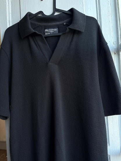 Men's Black Cotton Minimalist Polo Shirt — additional view 11