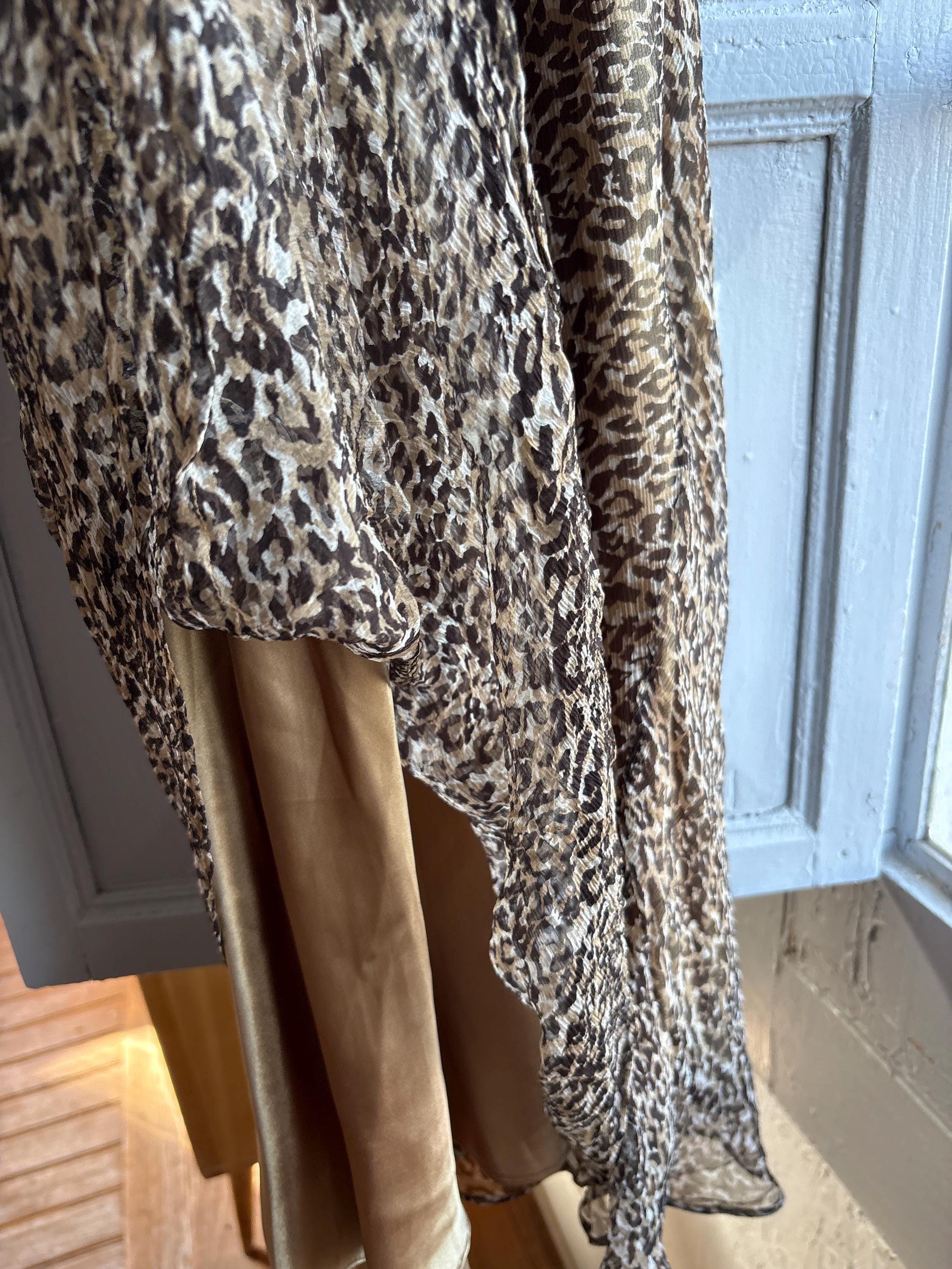 Leopard Print Halter Midi Dress — back view