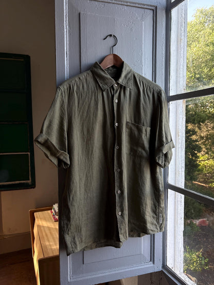 Sage Green Linen Button-Down Shirt for Men — additional view 6