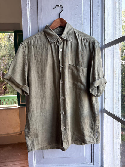 Sage Green Linen Button-Down Shirt for Men — additional view 12