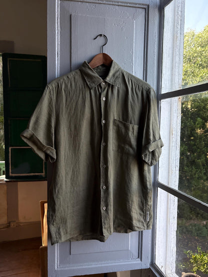 Sage Green Linen Button-Down Shirt for Men — additional view 11