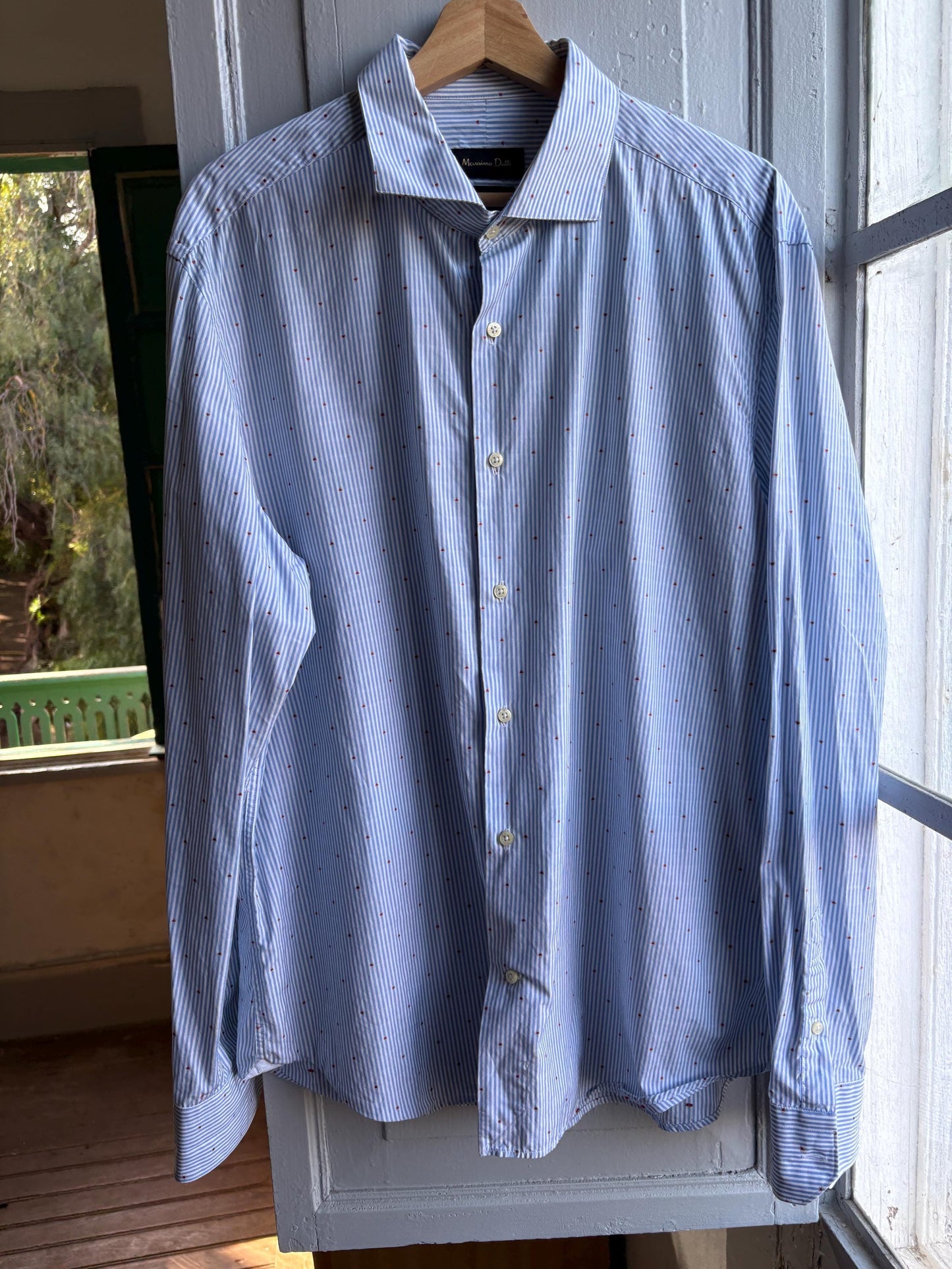 Heart Stripe Cotton Shirt In Blue And White — additional view 5