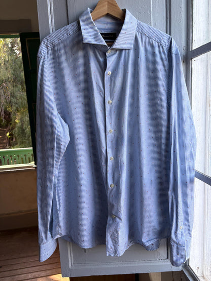 Heart Stripe Cotton Shirt In Blue And White — additional view 5