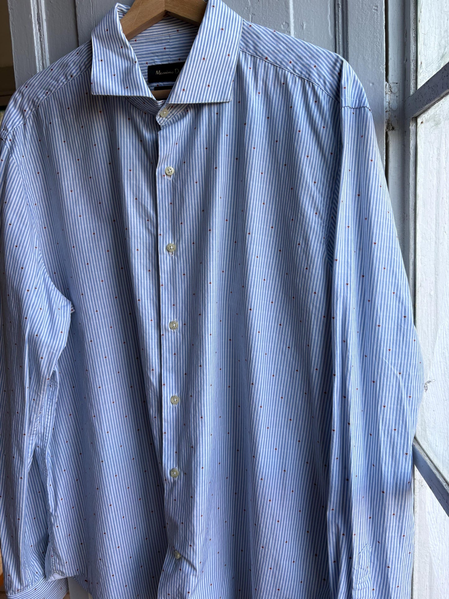 Heart Stripe Cotton Shirt In Blue And White — additional view 7