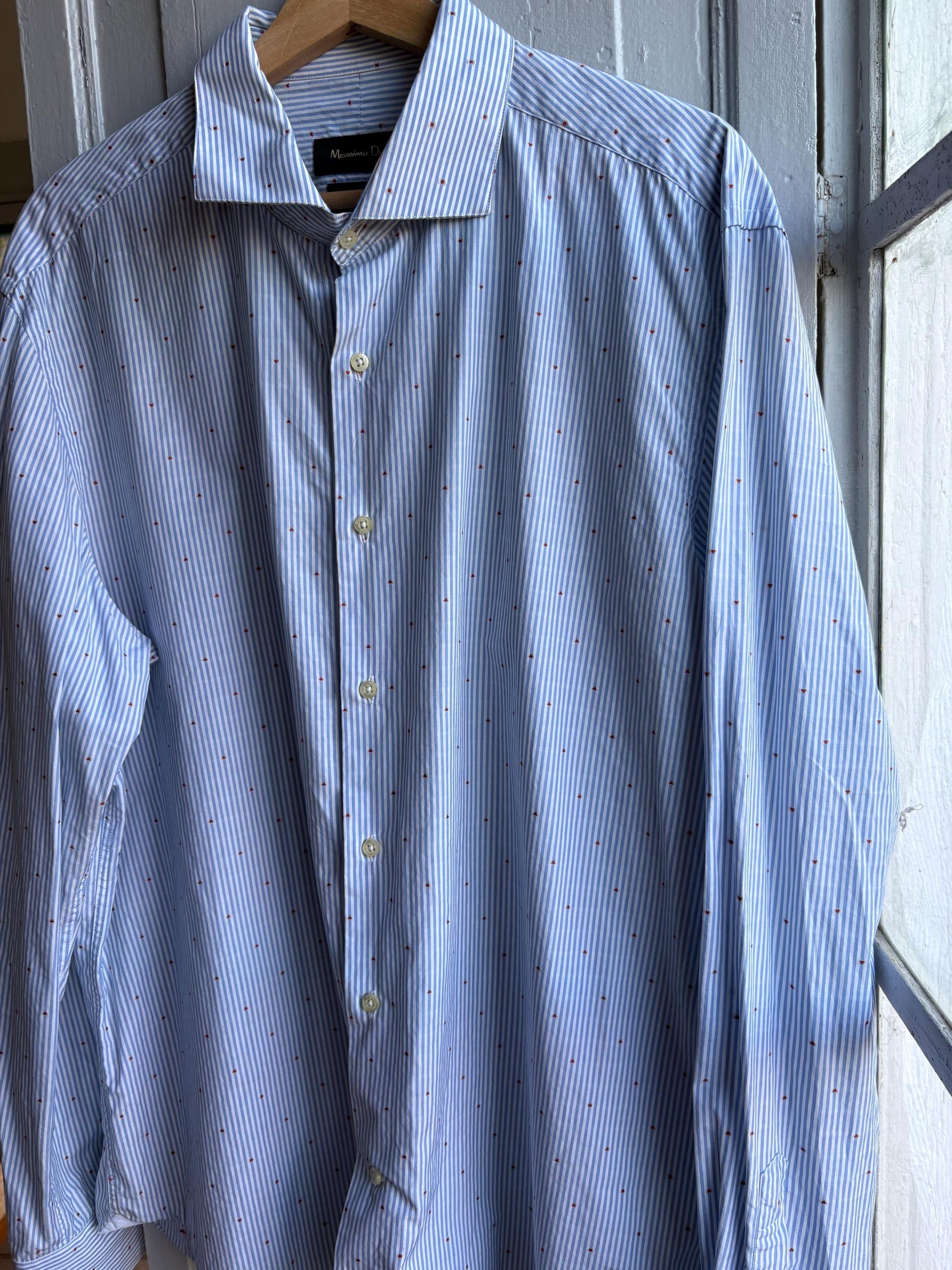 Heart Stripe Cotton Shirt In Blue And White — additional view 7