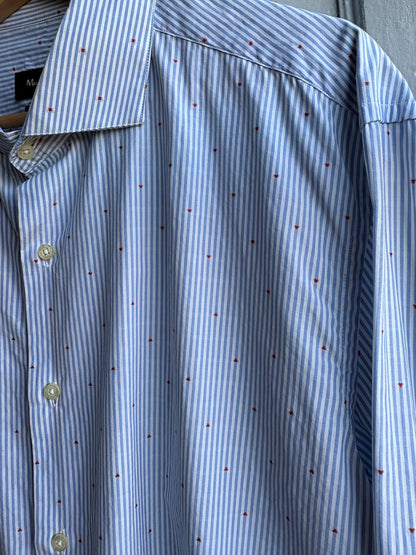 Heart Stripe Cotton Shirt In Blue And White — additional view 8
