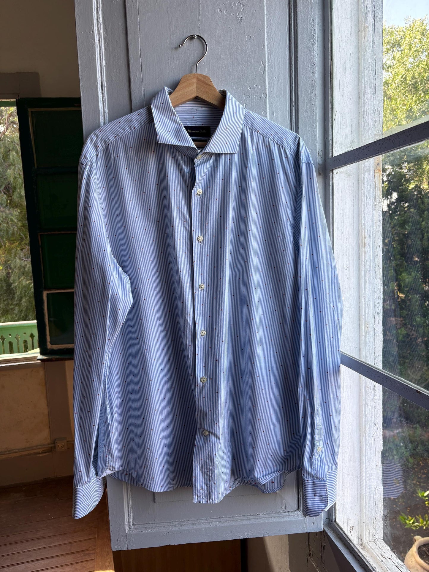 Heart Stripe Cotton Shirt In Blue And White — additional view 10