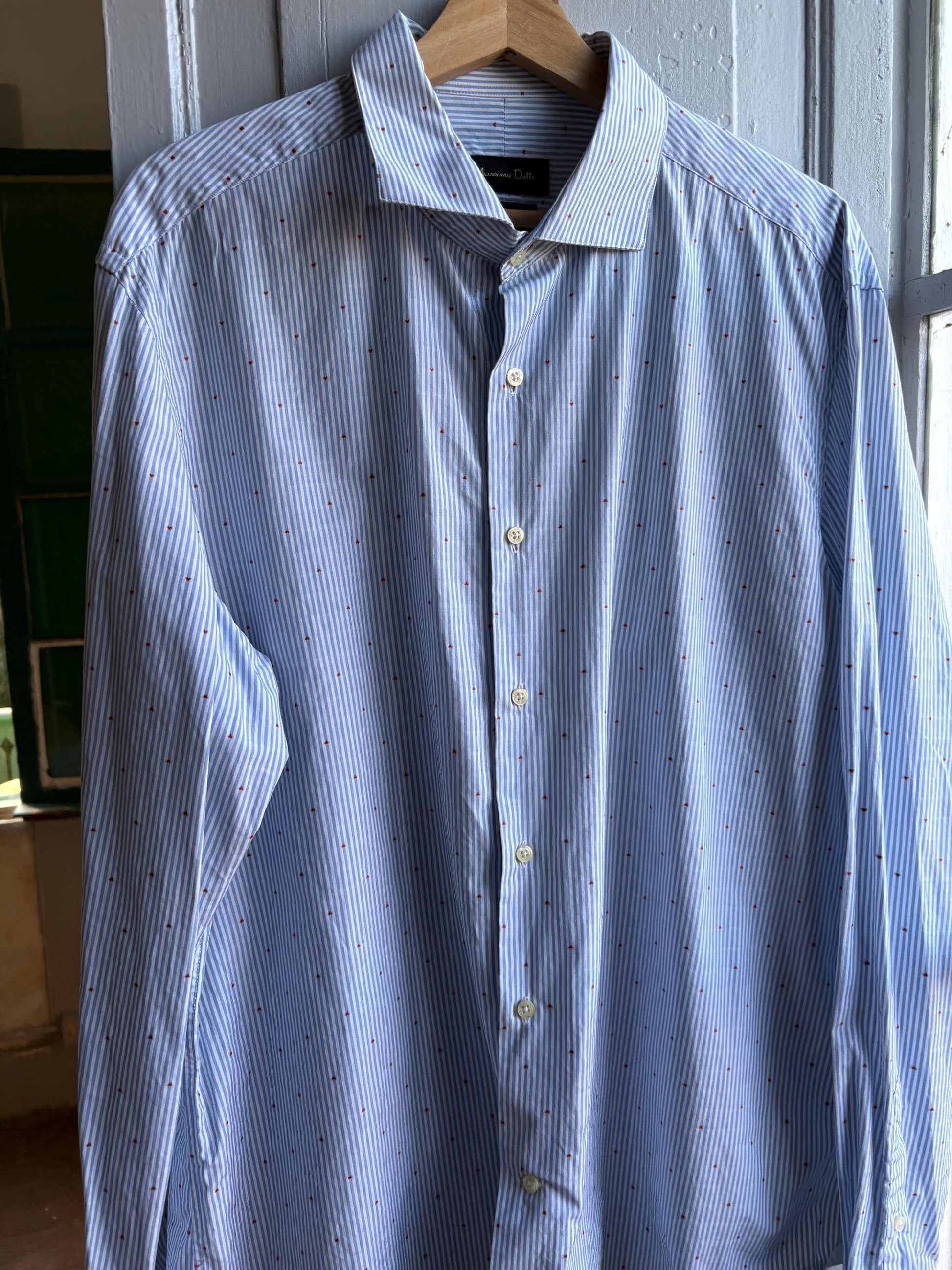 Heart Stripe Cotton Shirt In Blue And White — additional view 11