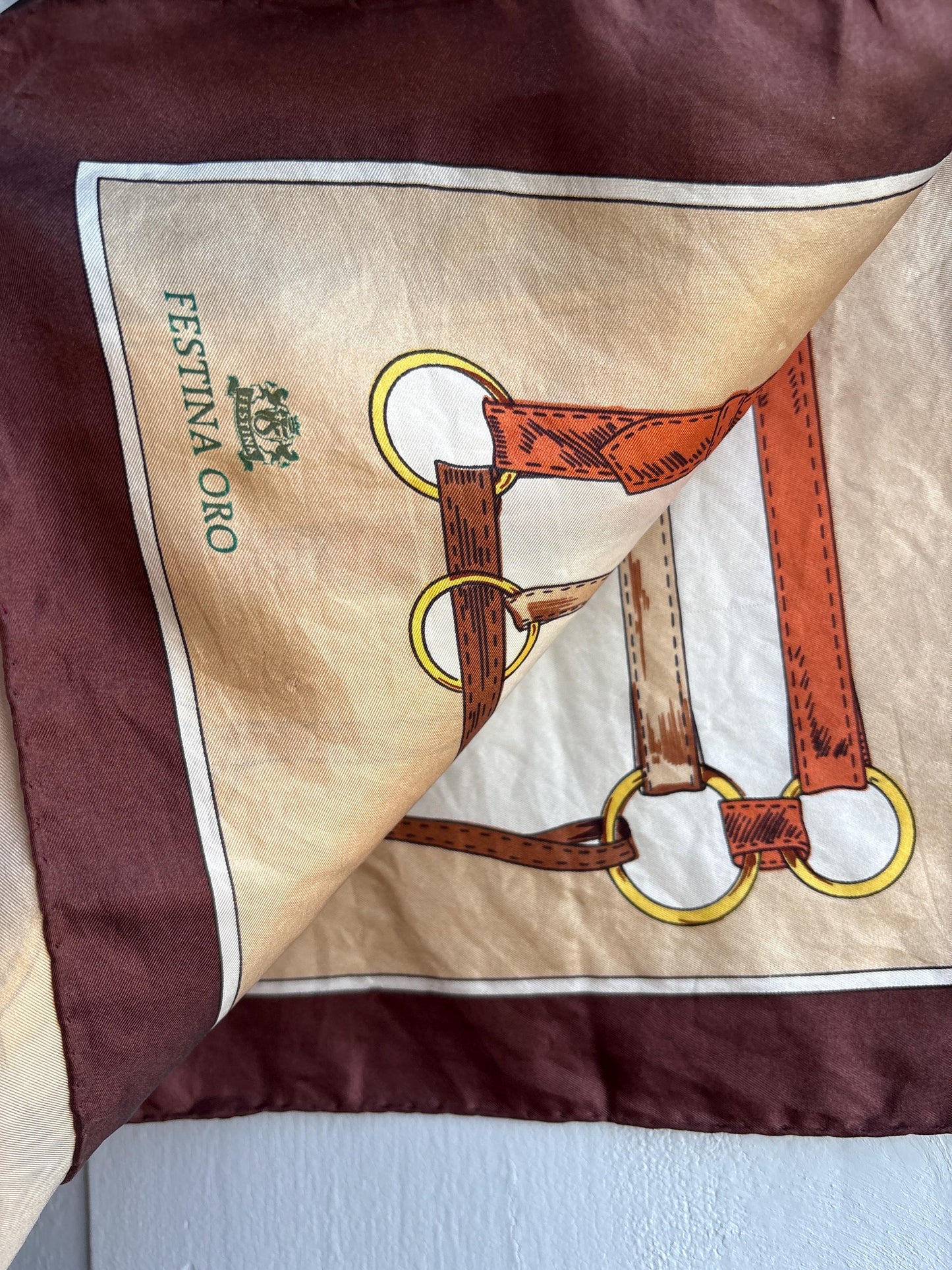 Vintage Equestrian Silk Scarf — additional view 16