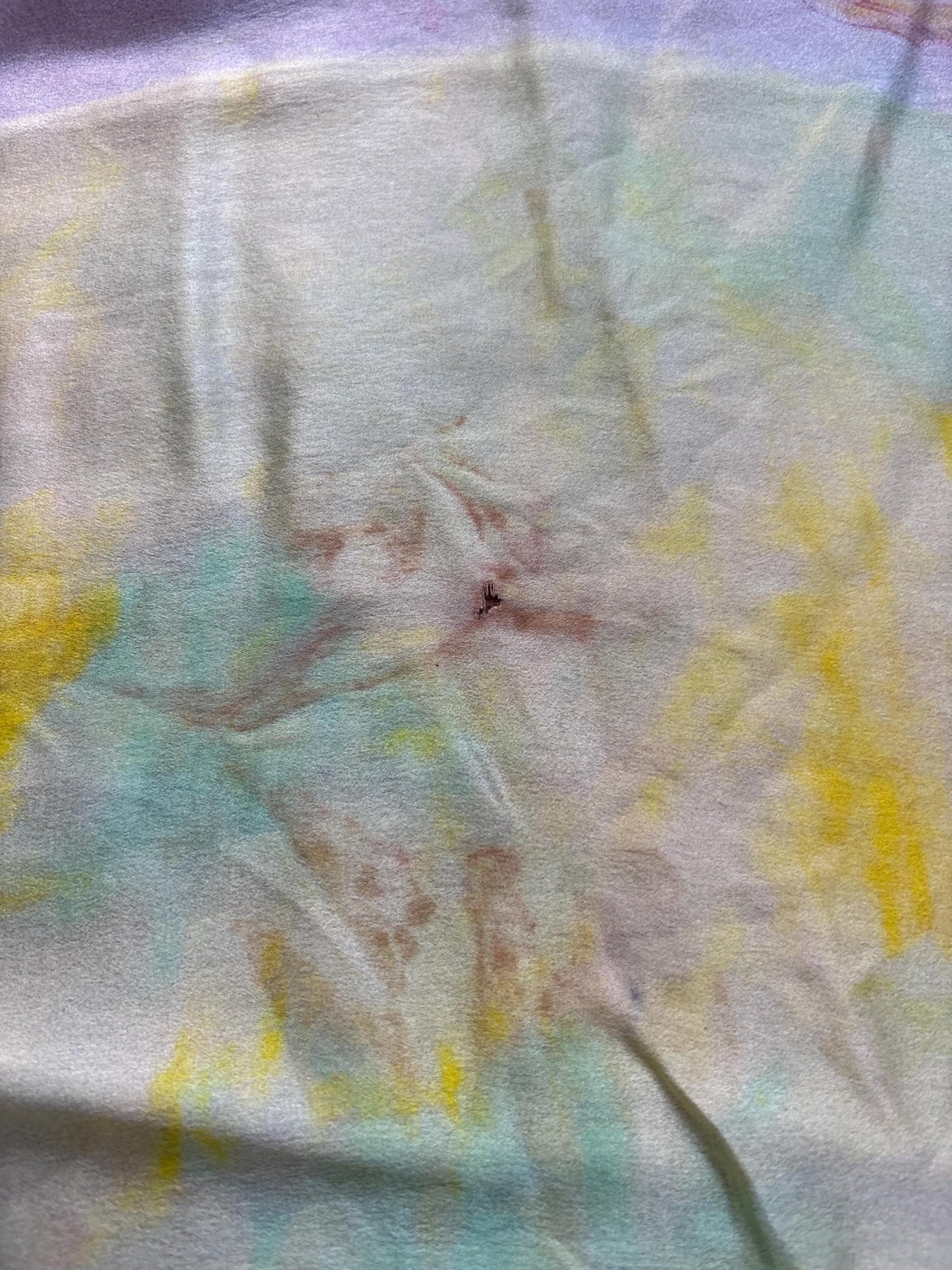 Vintage Silk Floral Scarf Pastel Turquoise Yellow Wrap