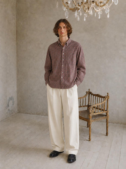 Yves Saint Laurent Red Green Gingham Vintage Men's Blouse