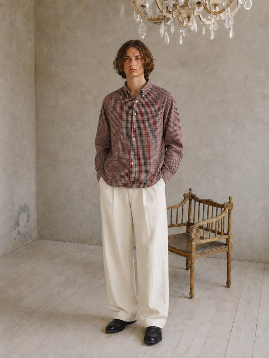 Yves Saint Laurent Red Green Gingham Vintage Men's Blouse