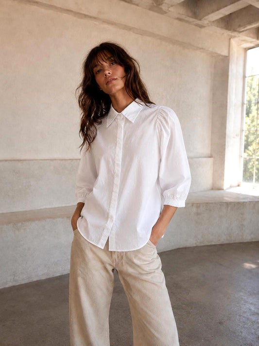 White Cotton Blouse - Luxe Minimalist Style