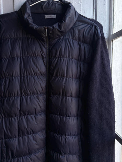 Emidio Tucci Quilted Knit Jacket, Men's Navy Hybrid Coat Smart Lightweight Jacket, Size 6