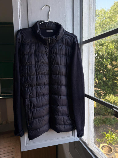 Emidio Tucci Quilted Knit Jacket, Men's Navy Hybrid Coat Smart Lightweight Jacket, Size 6