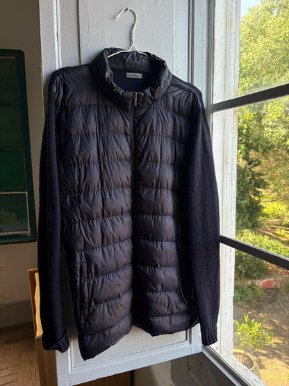 Emidio Tucci Quilted Knit Jacket, Men's Navy Hybrid Coat Smart Lightweight Jacket, Size 6
