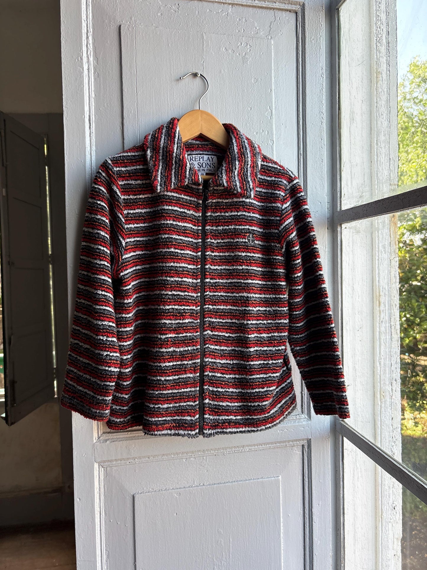 Vintage Striped Fleece Jacket for Kids — detail
