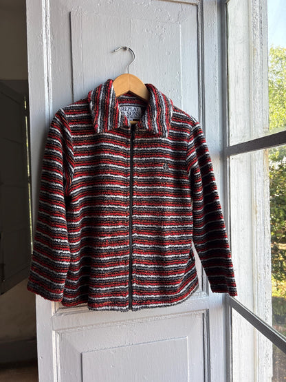 Vintage Striped Fleece Jacket for Kids — fabric close-up