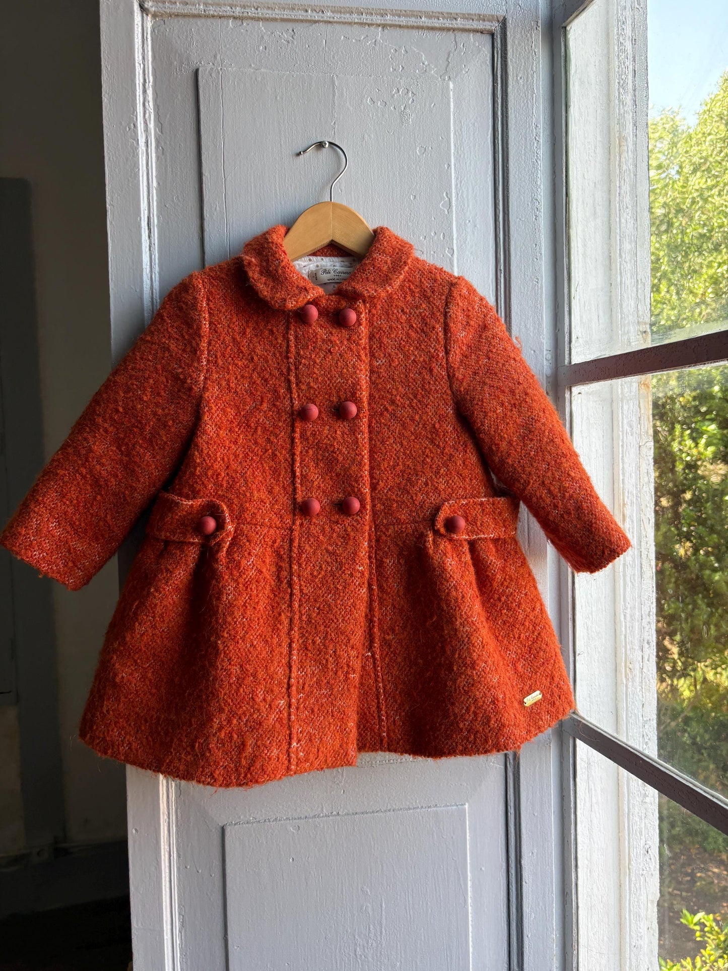 Orange Wool Blend Toddler Coat — additional view 7