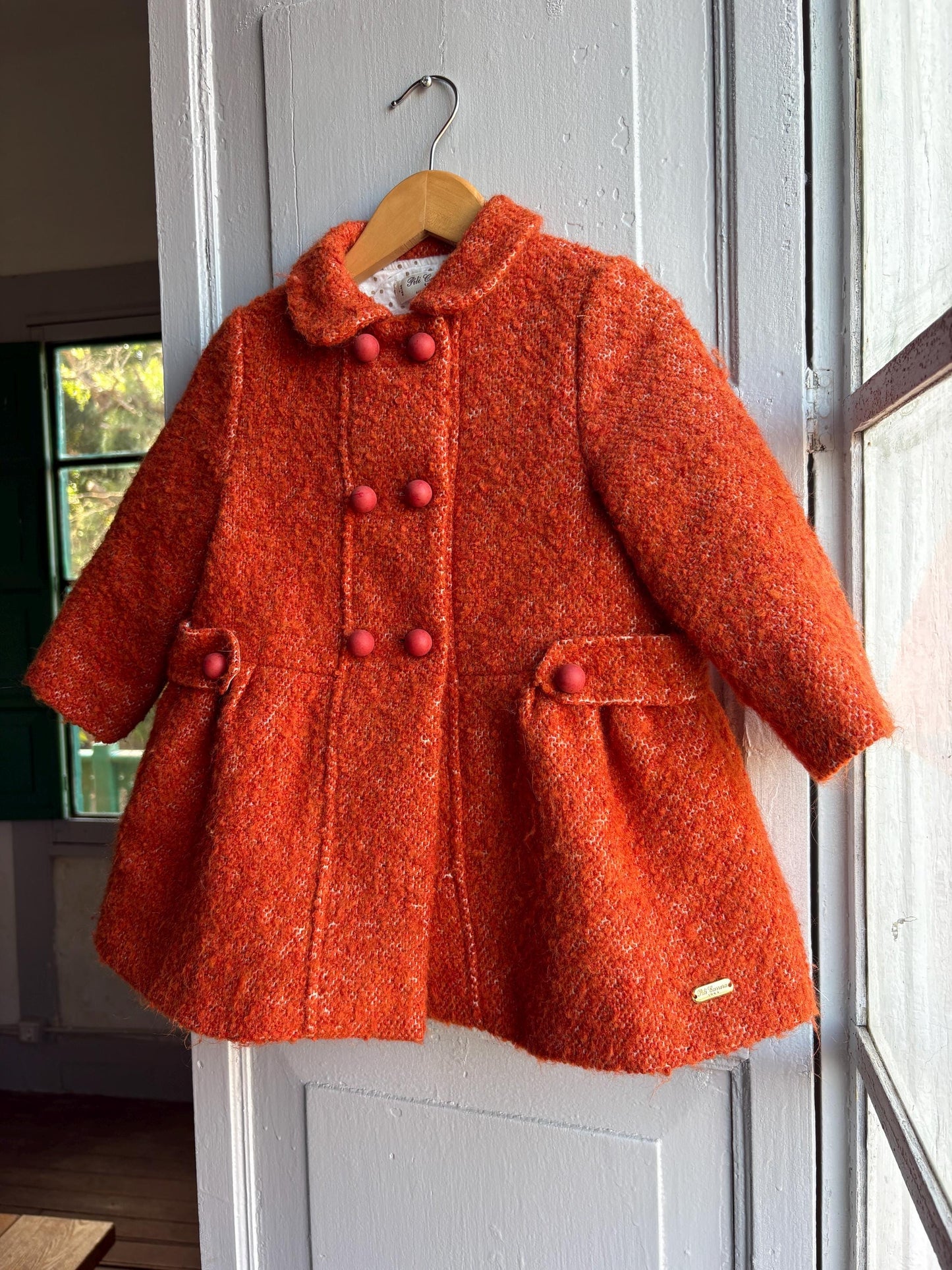 Orange Wool Blend Toddler Coat — additional view 8